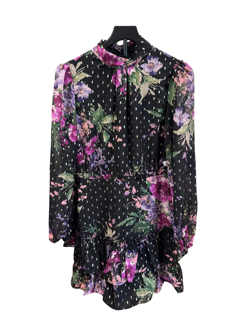 Aqua Women's Mock Neck Tiered Mini Dress - Exclusive - Black - Size L